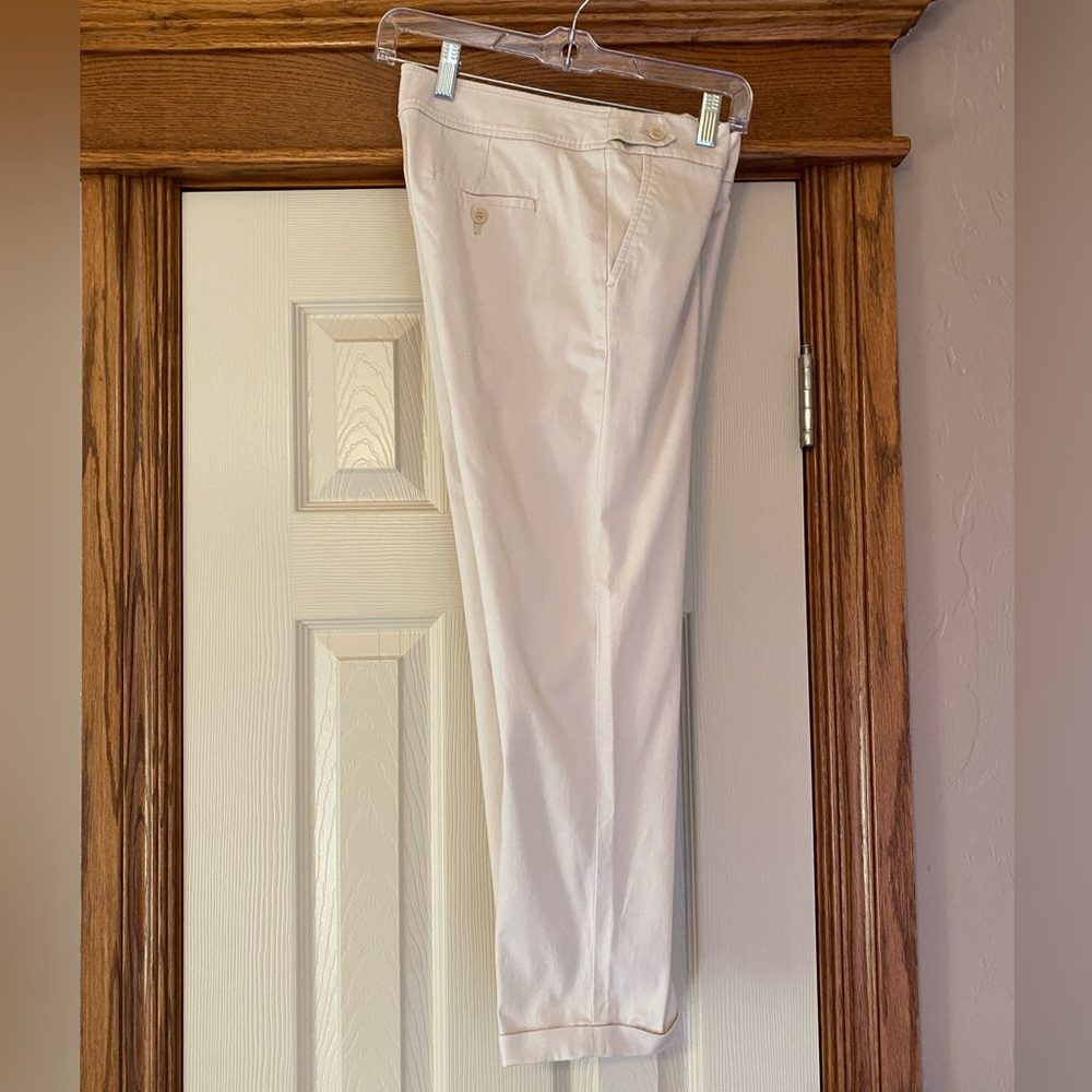 Talbots Womens Light Tan Cropped Cuffed Pants Sz 2